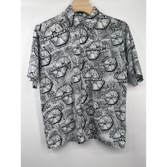Vintage Southpole Men's XXL Button Shirt Short Sleeve button up polyester‎ - Picture 3 of 8
